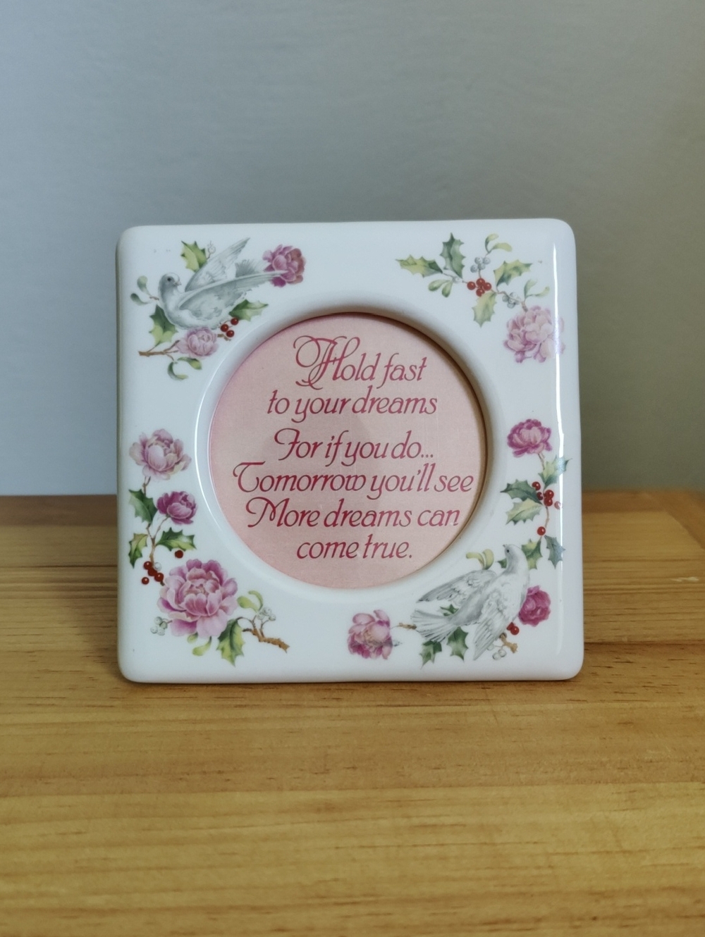 Porcelain Picture Frame With Floral And Doves